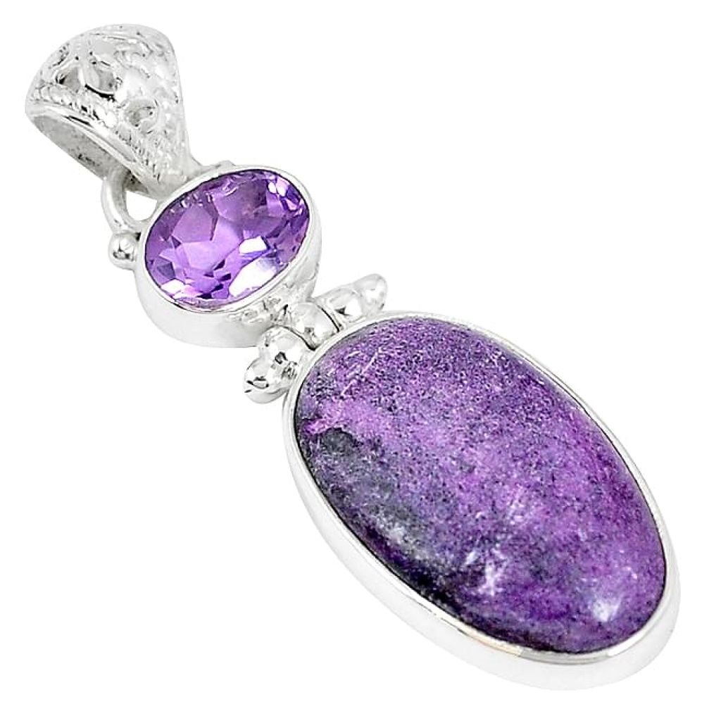 Natural purple stichtite amethyst 925 sterling silver pendant jewelry k73144