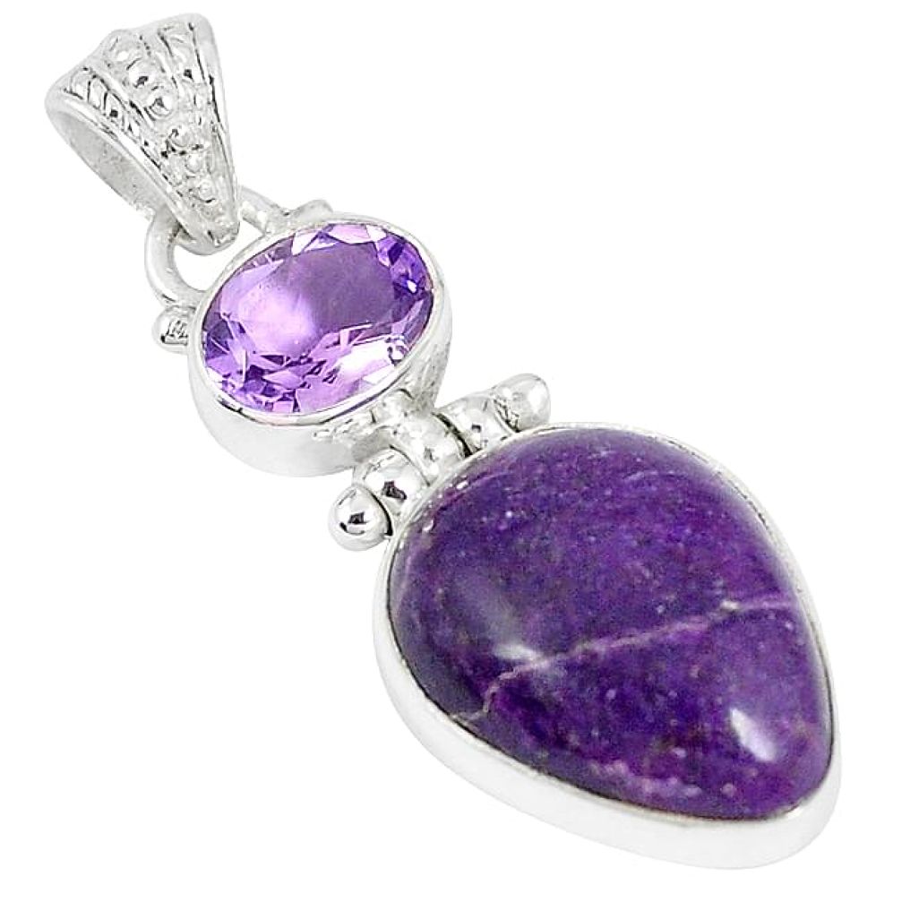 925 sterling silver natural purple stichtite amethyst pendant jewelry k73146