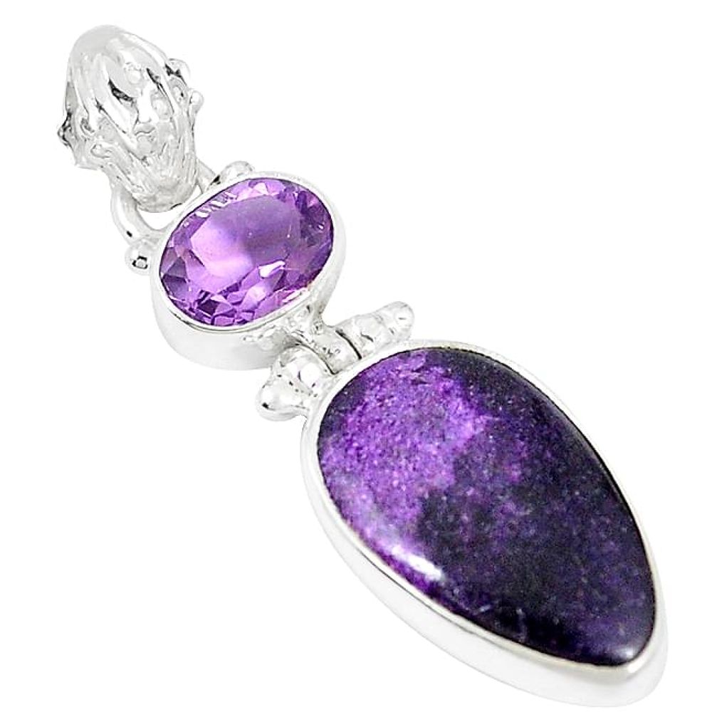 Natural purple stichtite amethyst 925 sterling silver pendant k73147