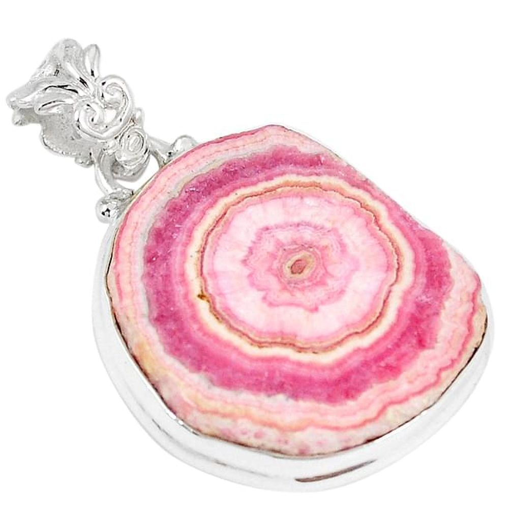28.73cts natural pink rhodochrosite stalactite 925 silver pendant k73170