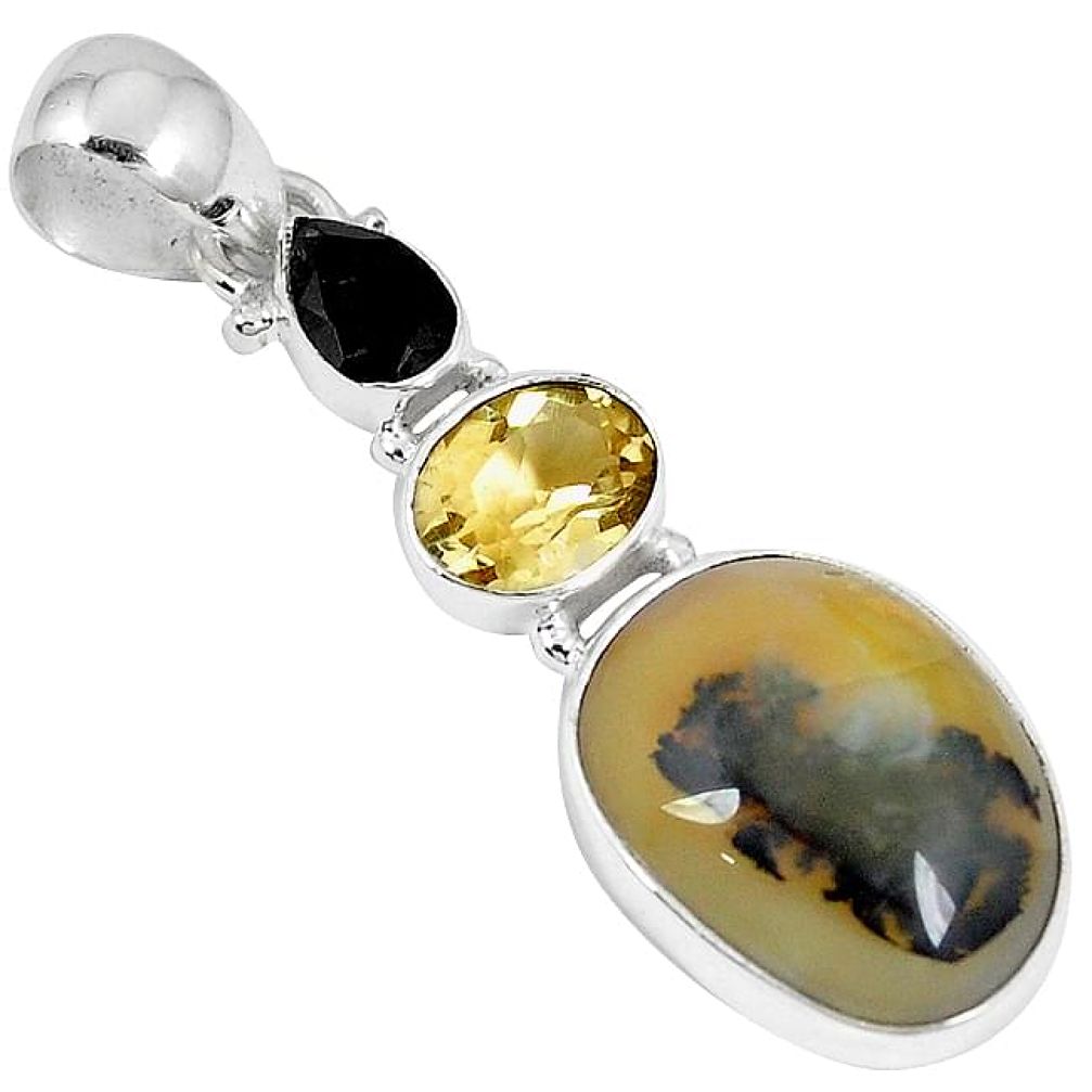 Natural yellow opal citrine 925 sterling silver pendant jewelry k73229