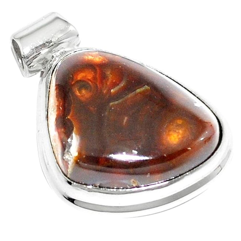 Clearance-Natural multi color mexican fire agate 925 silver pendant jewelry k74459