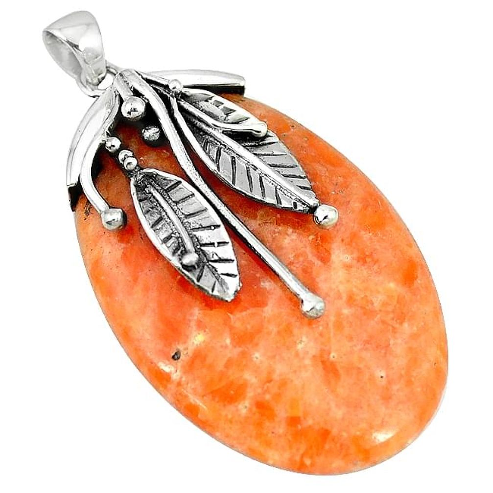 Natural orange calcite 925 sterling silver pendant jewelry k76705