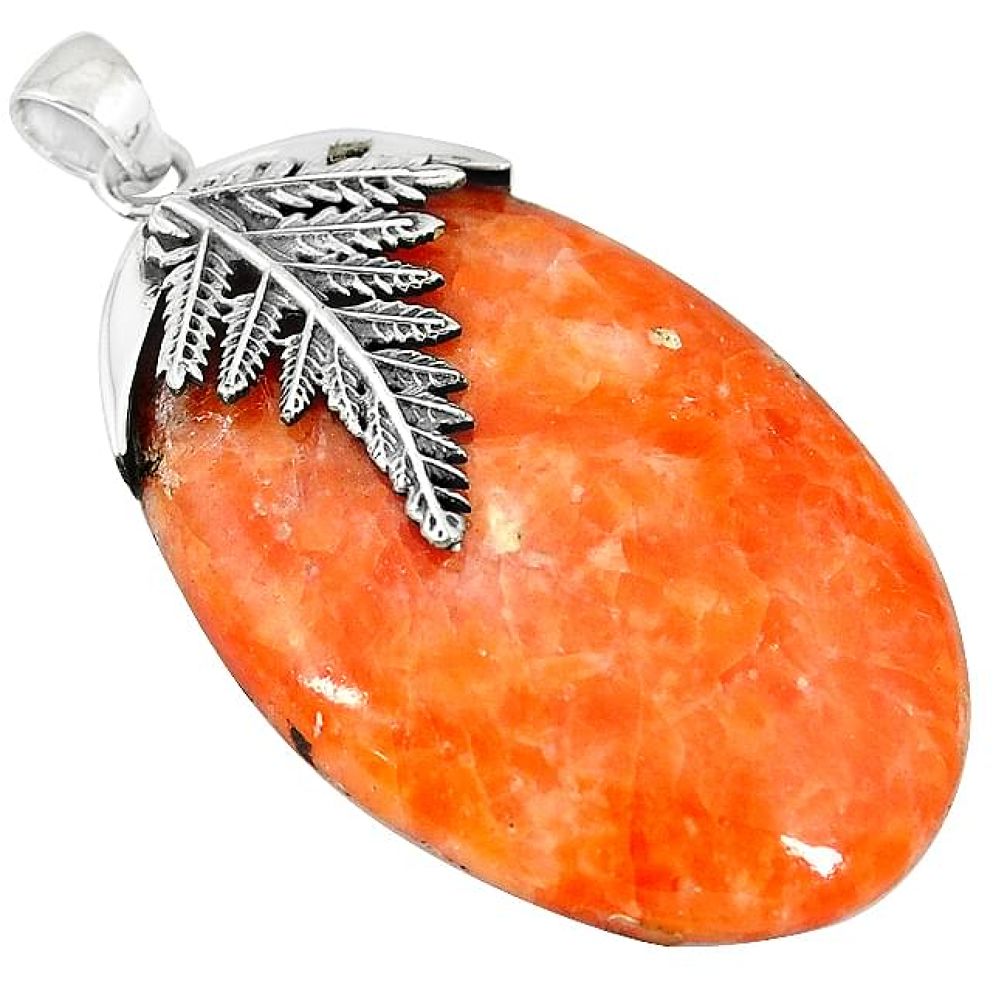Natural orange calcite 925 sterling silver pendant jewelry k76708