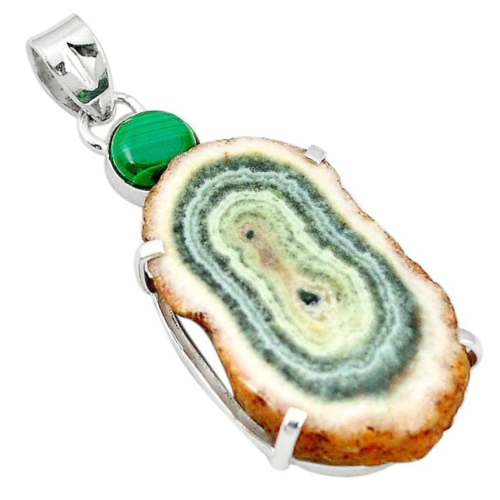 Natural white solar eye druzy 925 sterling silver pendant jewelry k77296