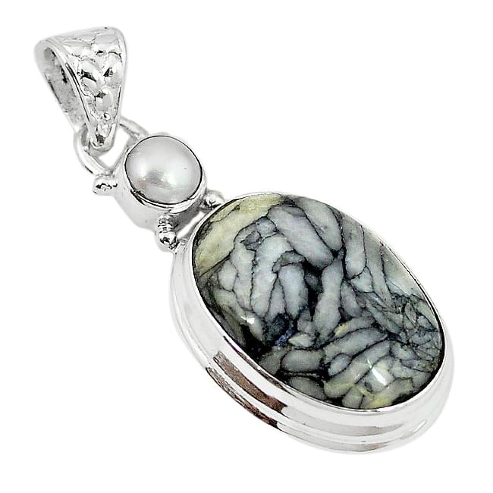 Natural white pinolith pearl 925 sterling silver pendant jewelry k79712