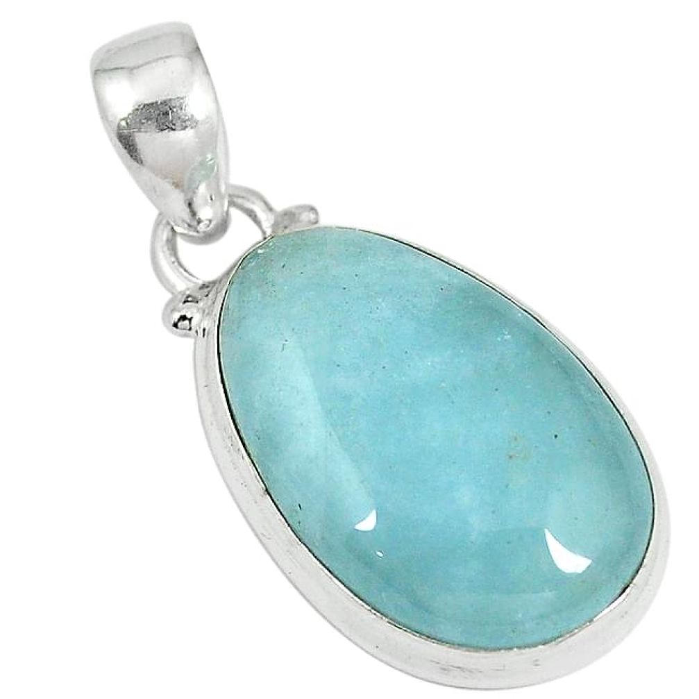 Natural blue aquamarine 925 sterling silver pendant jewelry k82110