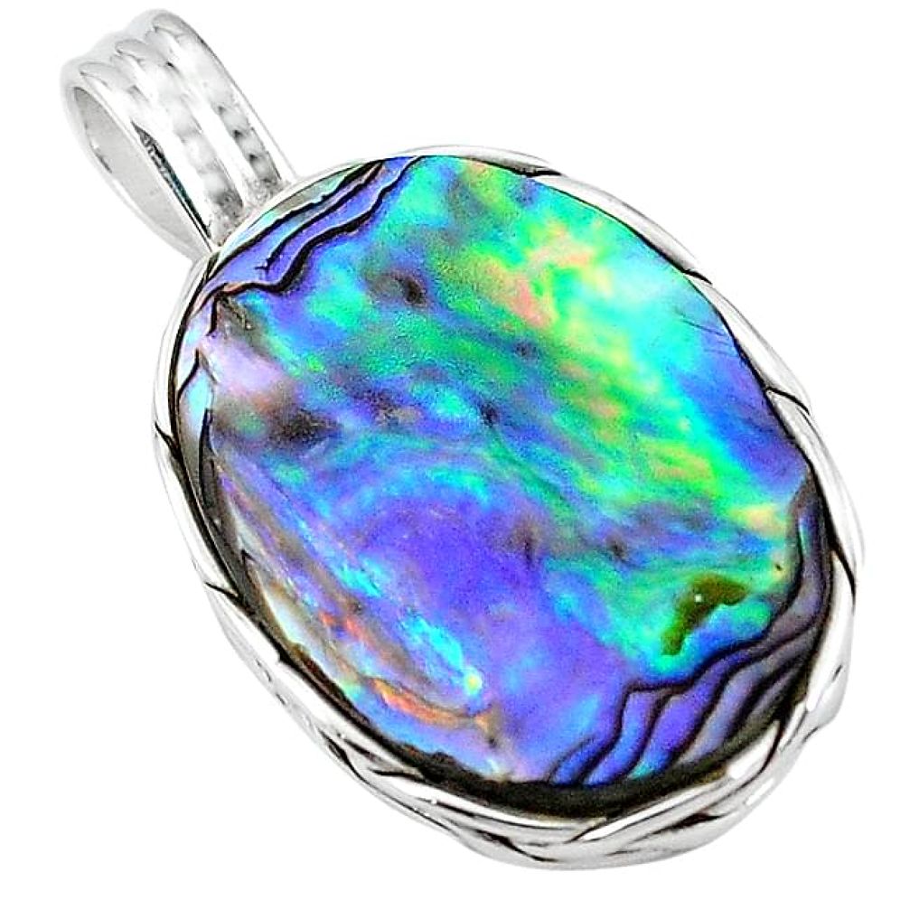 925 sterling silver natural green abalone paua seashell pendant jewelry k86519