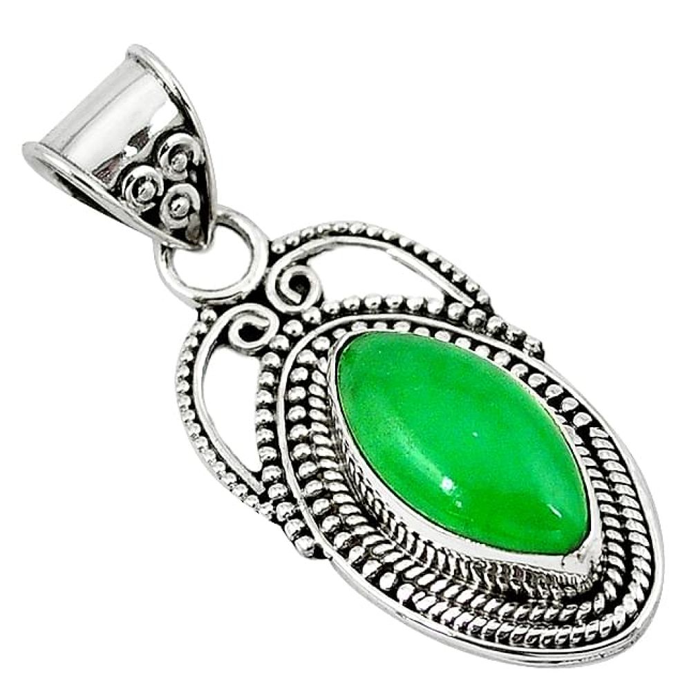 925 sterling silver green jade marquise shape pendant jewelry k89840