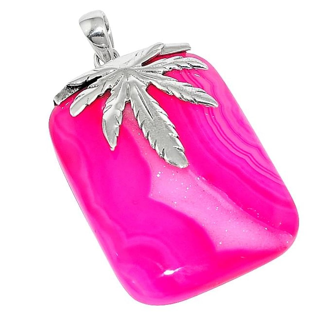 Pink druzy octagan 925 sterling silver pendant jewelry k92155
