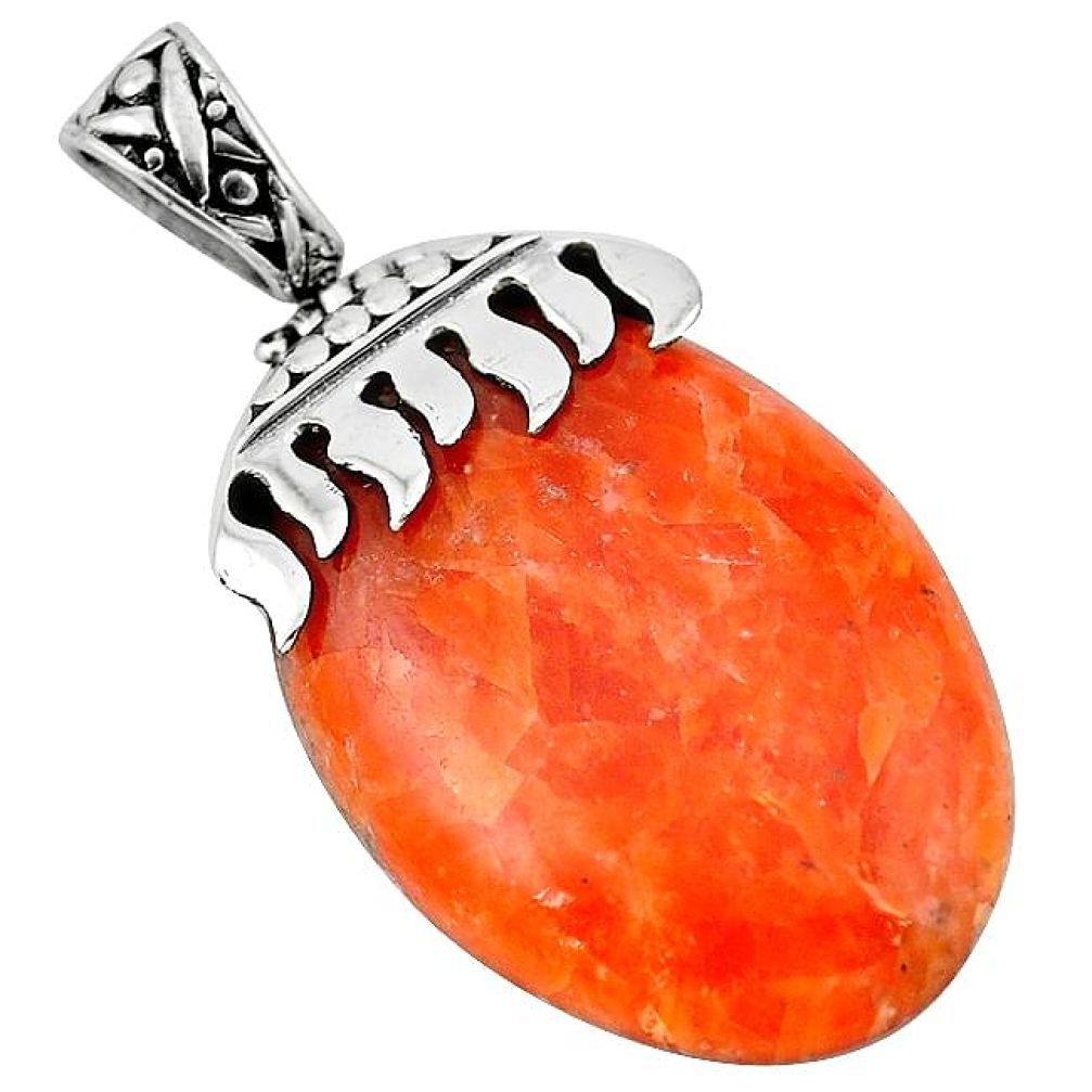 40.42cts natural orange calcite 925 sterling silver pendant jewelry k92608