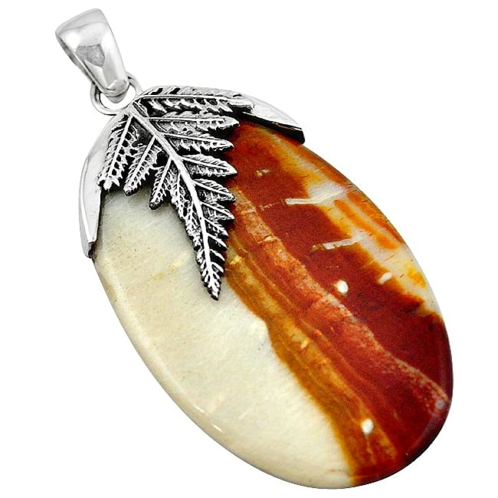 32.77cts natural brown picture jasper 925 sterling silver pendant jewelry k92616