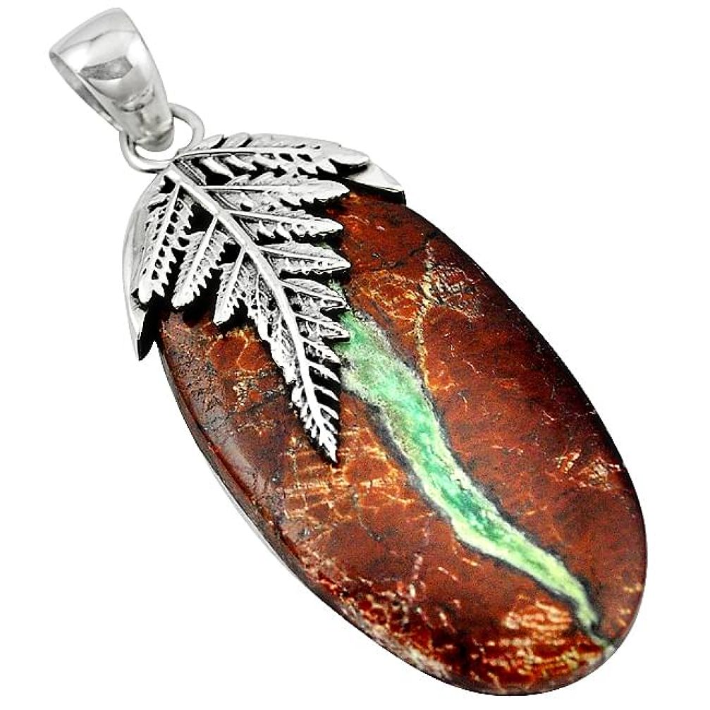 30.94cts natural brown boulder chrysoprase 925 sterling silver pendant k92617