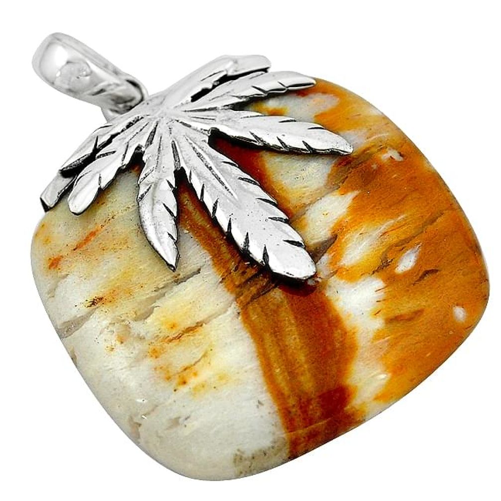 62.62cts natural brown picture jasper 925 sterling silver pendant jewelry k92620