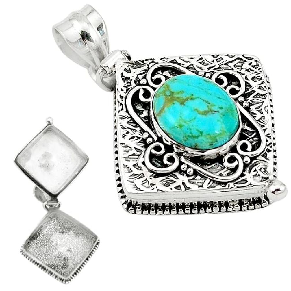 925 sterling silver green arizona mohave turquoise poison box pendant k95164