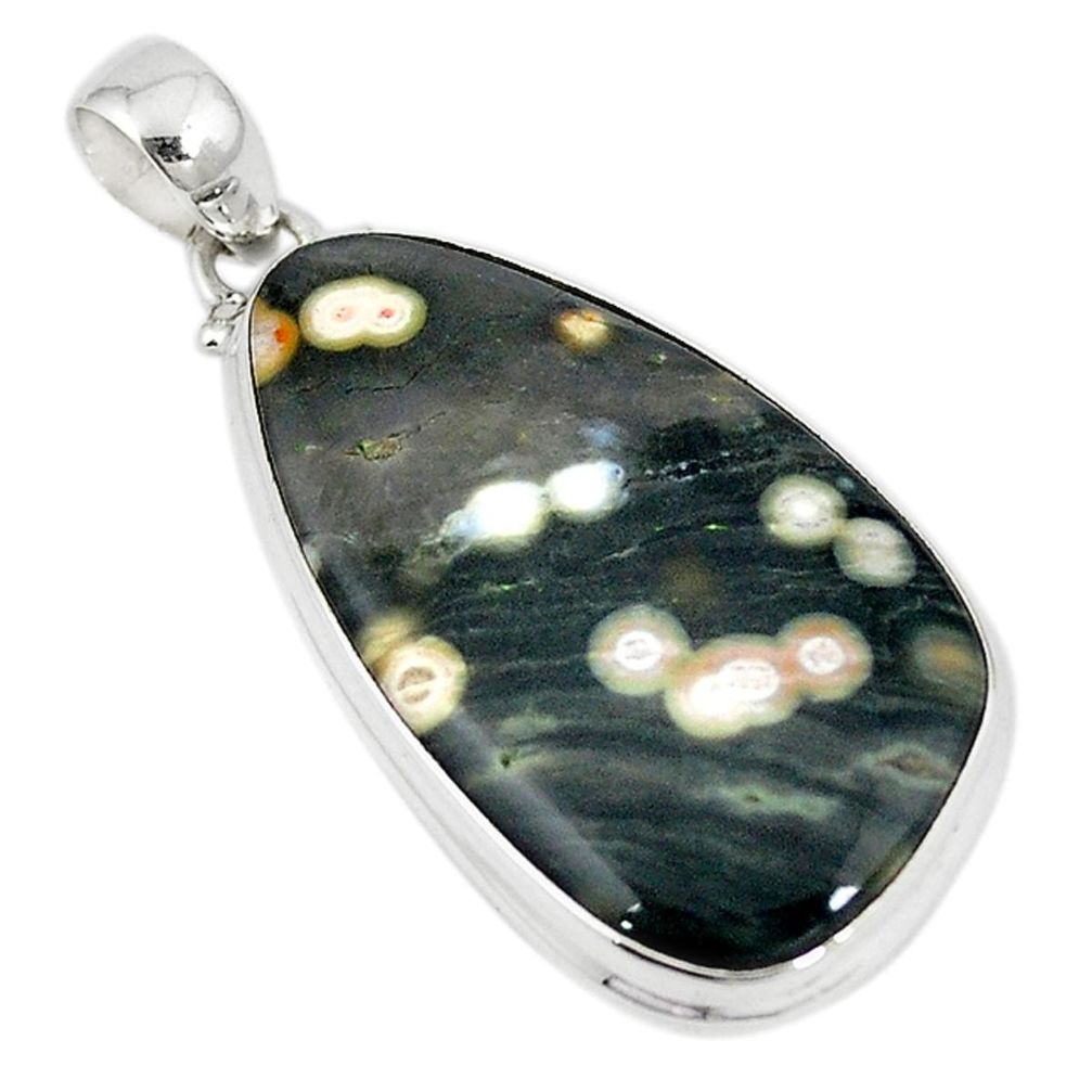 Natural multi color ocean sea jasper (madagascar) 925 silver pendant m19847