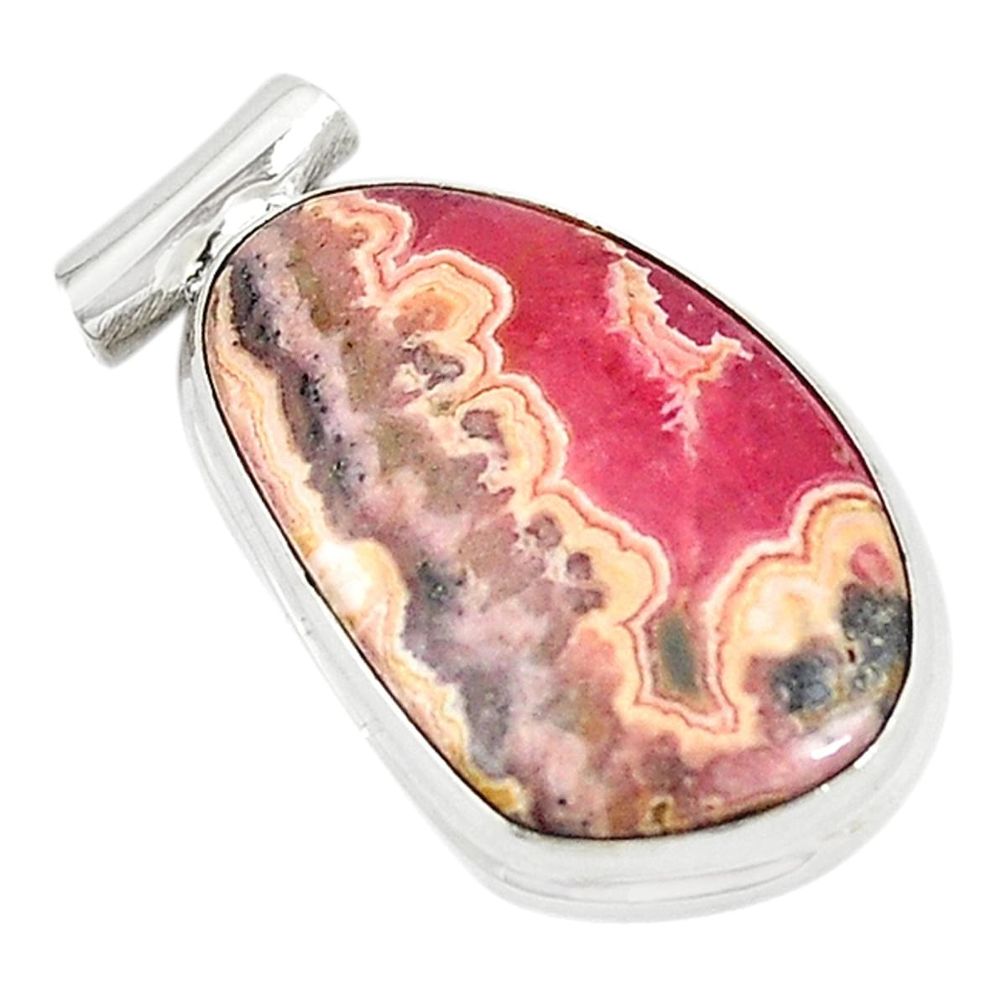 Natural pink rhodochrosite stalactite 925 silver pendant jewelry m19979