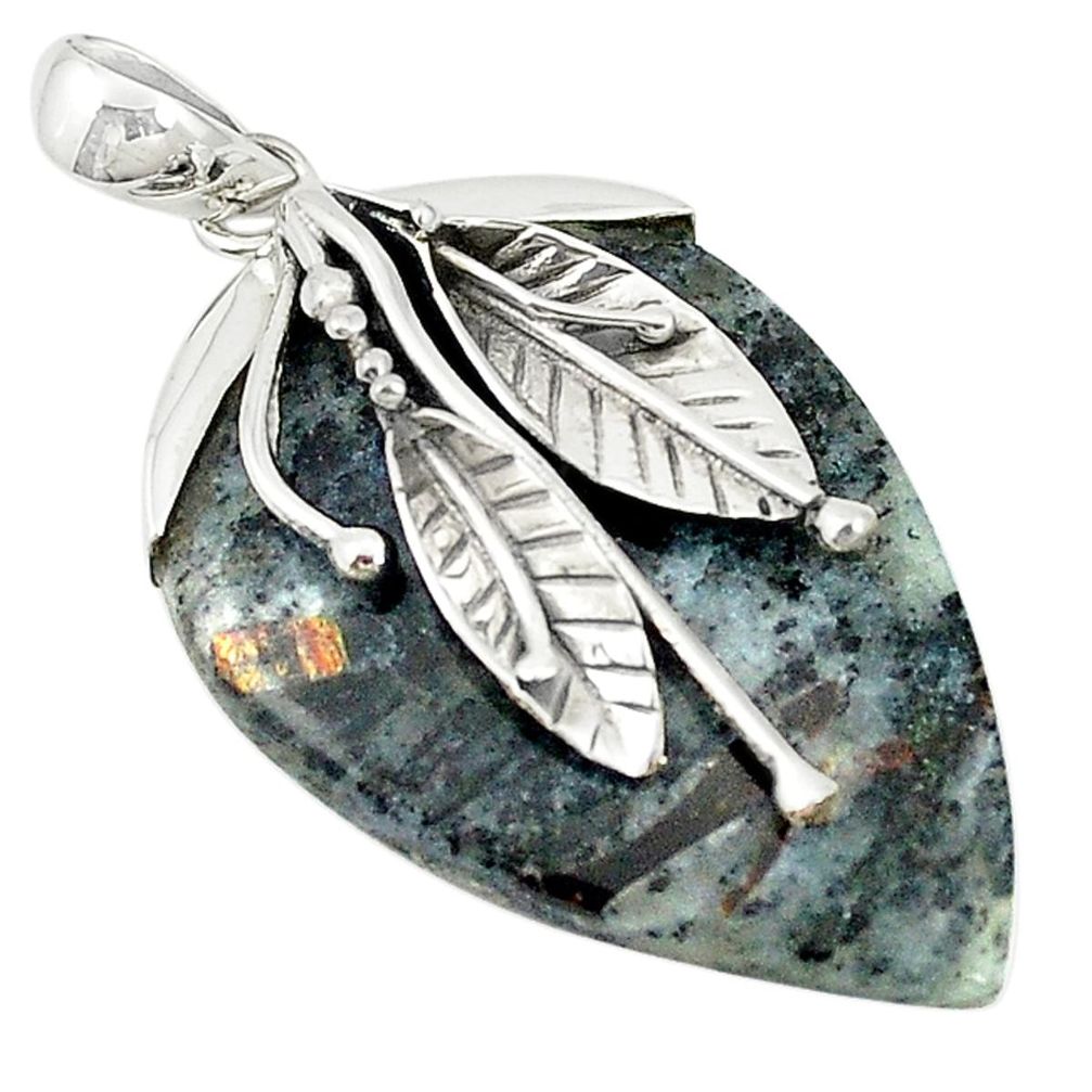 Natural bronze astrophyllite (star leaf) 925 silver deltoid leaf pendant m22341