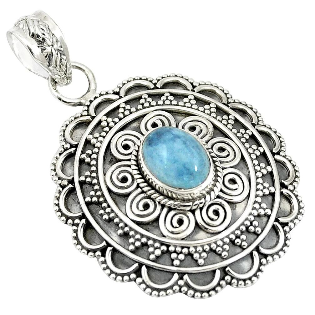 Natural blue aquamarine 925 sterling silver pendant jewelry m24149