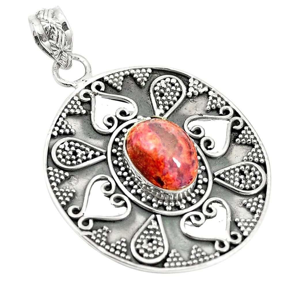 Natural orange mexican fire opal 925 sterling silver pendant jewelry m24205