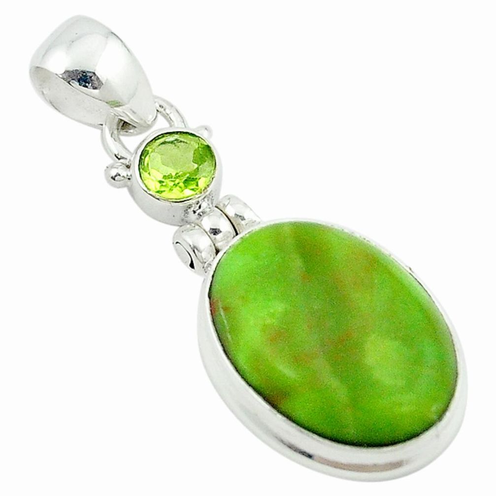 925 sterling silver natural green gaspeite peridot pendant jewelry m2492