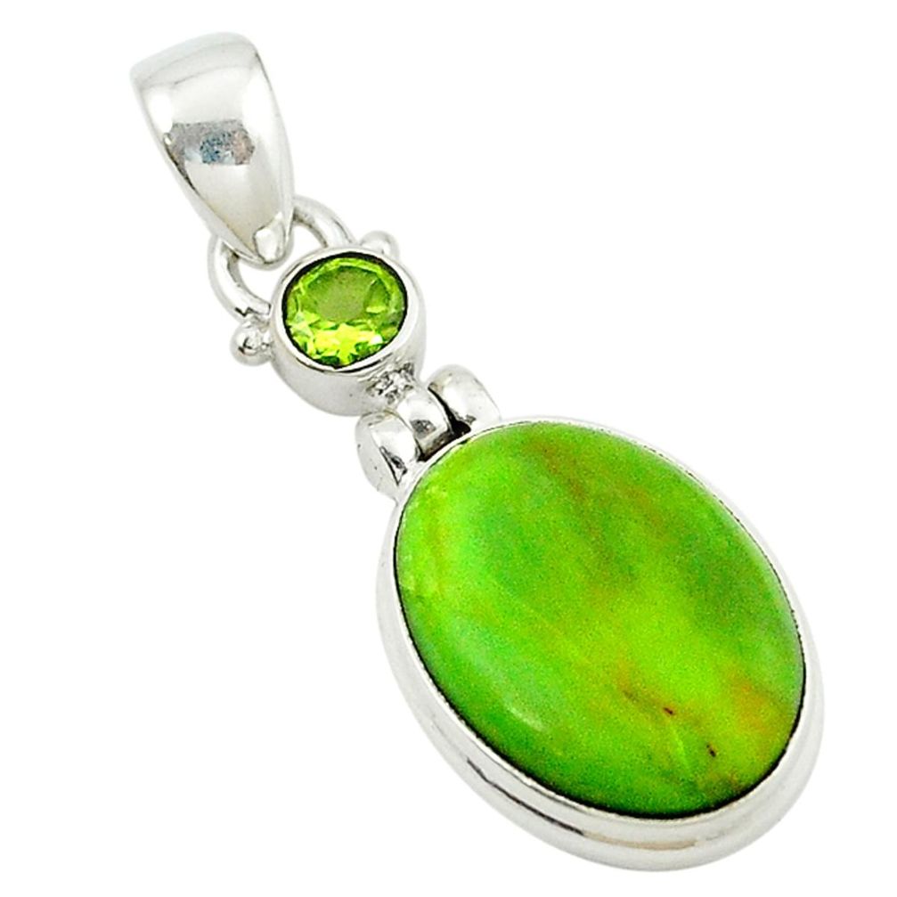 Natural green gaspeite peridot 925 sterling silver pendant m2498