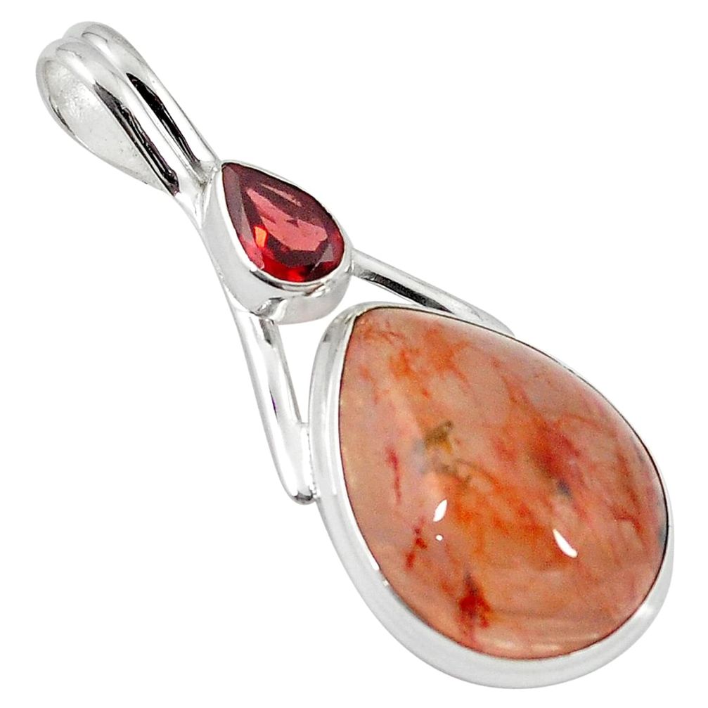 925 sterling silver natural orange blood quartz garnet pendant jewelry m27468