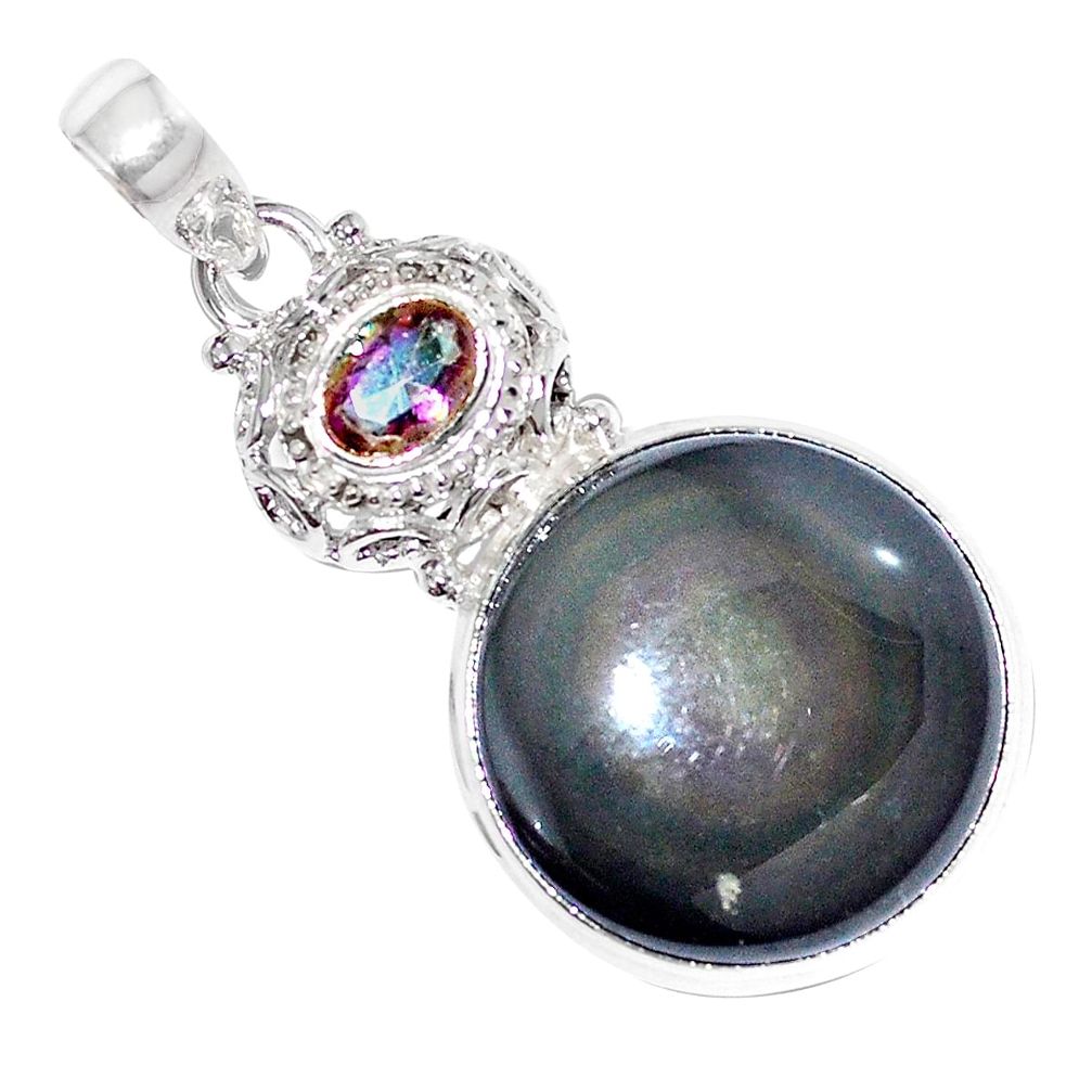 Natural rainbow obsidian eye rainbow topaz 925 silver pendant jewelry m27511