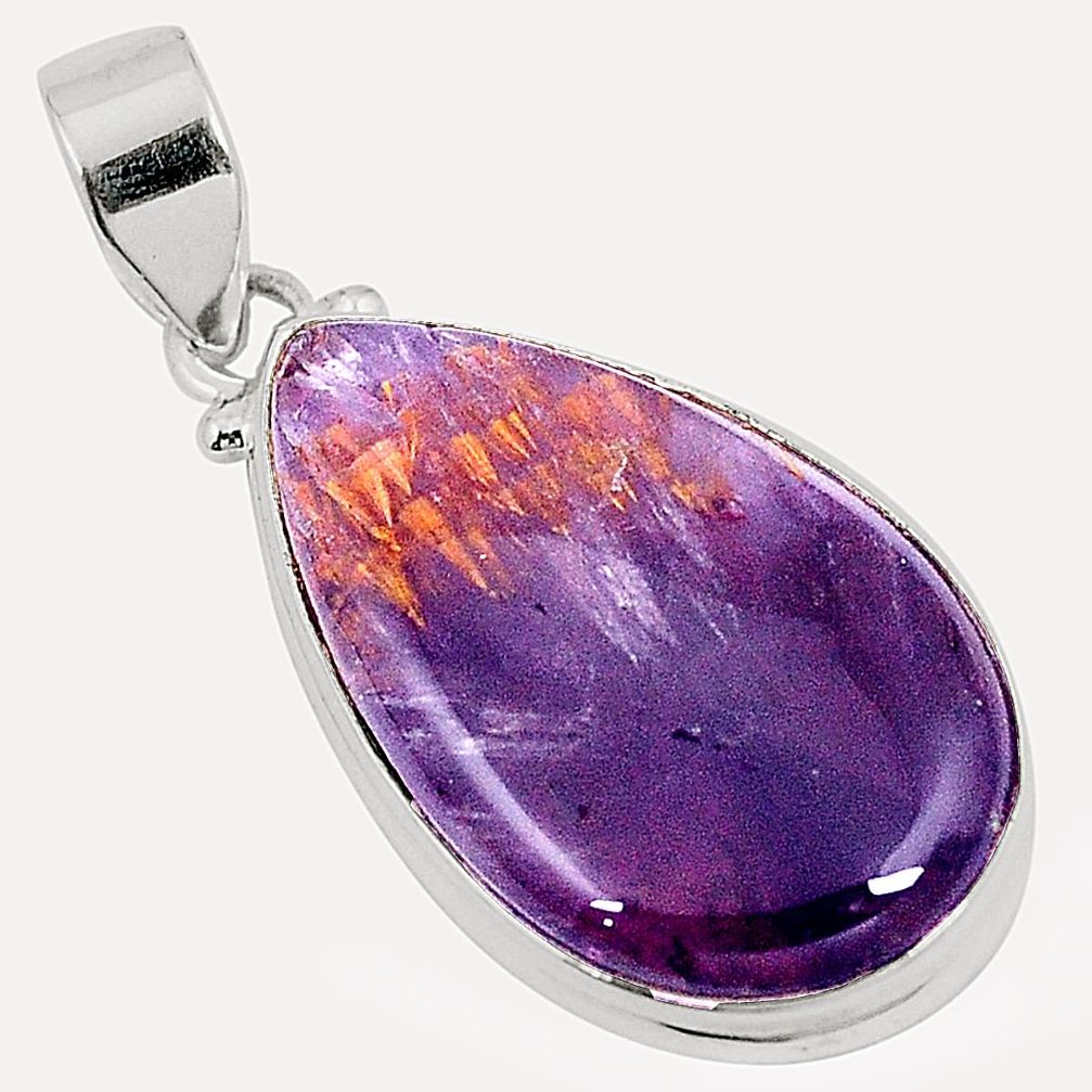 925 silver natural purple cacoxenite super seven (melody stone) pendant m32005