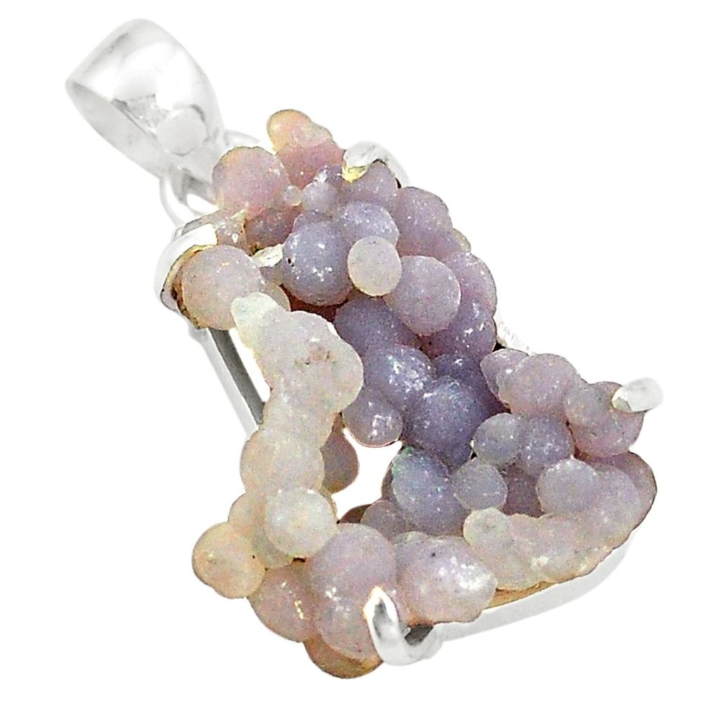 Natural purple grape chalcedony 925 sterling silver pendant m33845