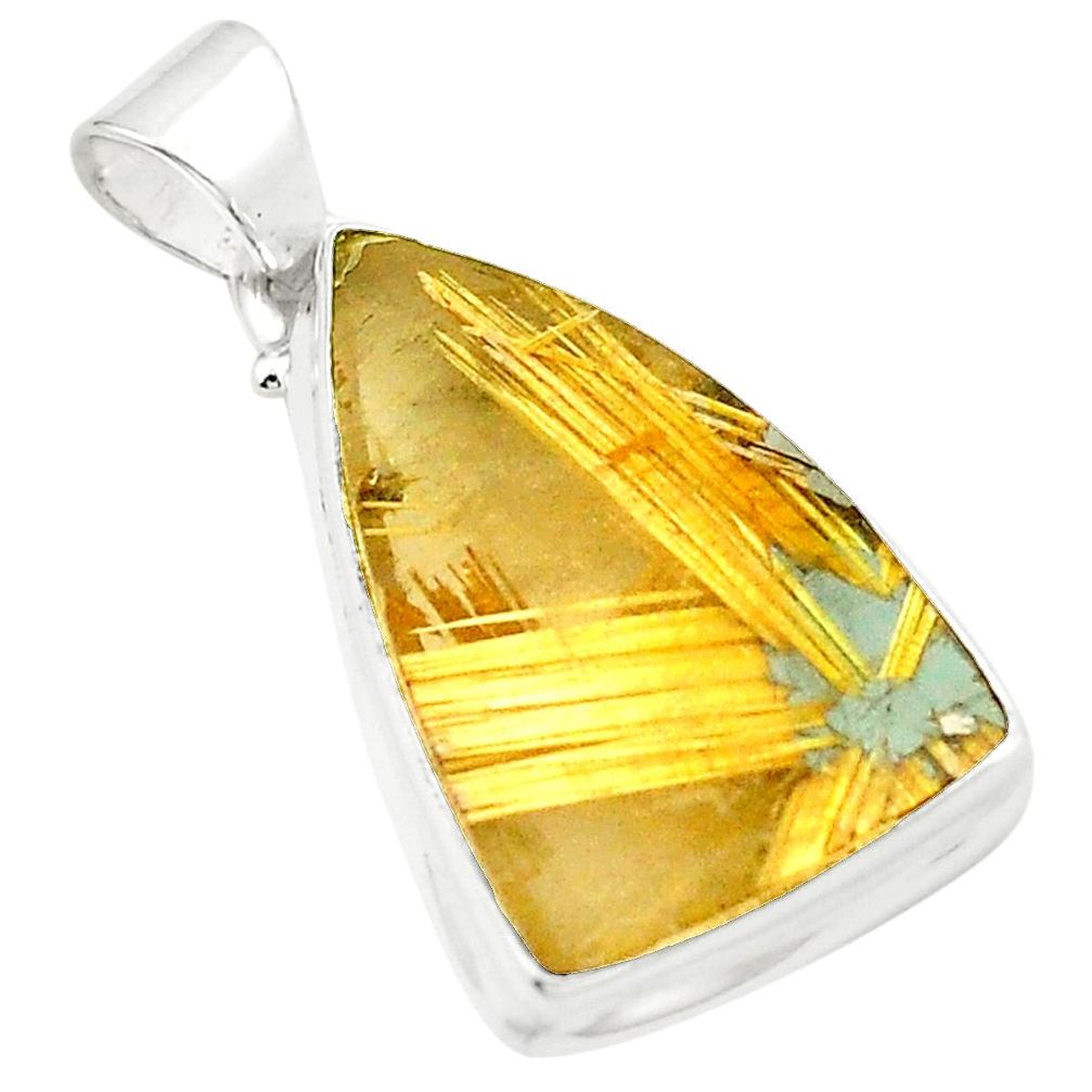 Natural halfstars cabs golden rutile 925 sterling silver pendant jewelry m33865