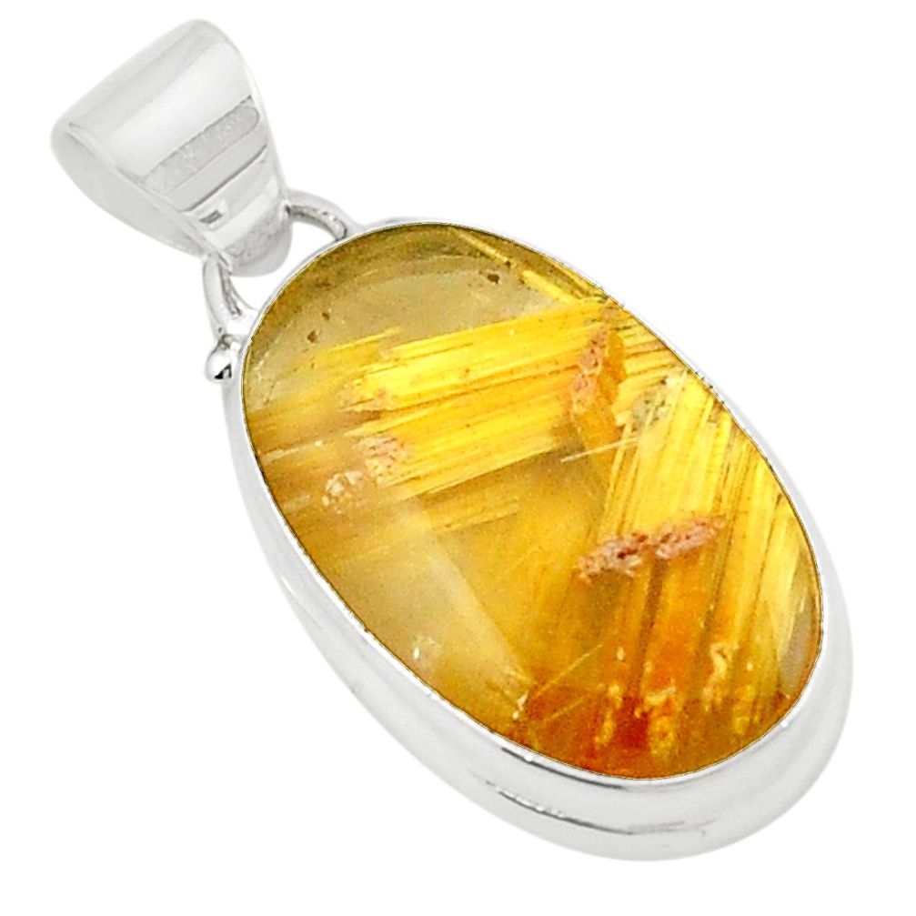 925 sterling silver natural halfstars cabs golden rutile pendant jewelry m33869