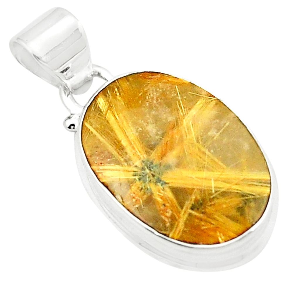 Natural halfstars cabs golden rutile 925 sterling silver pendant jewelry m33872