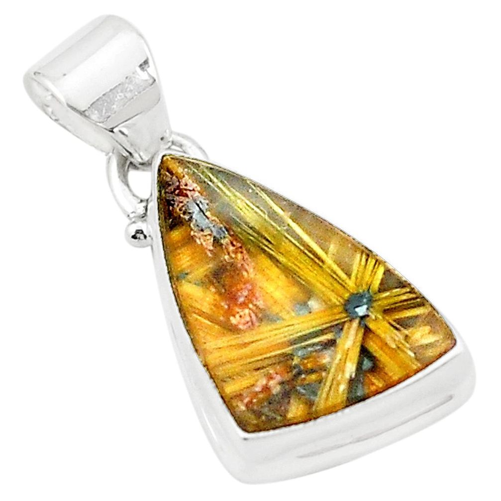 Natural halfstars cabs golden rutile 925 sterling silver pendant jewelry m33874