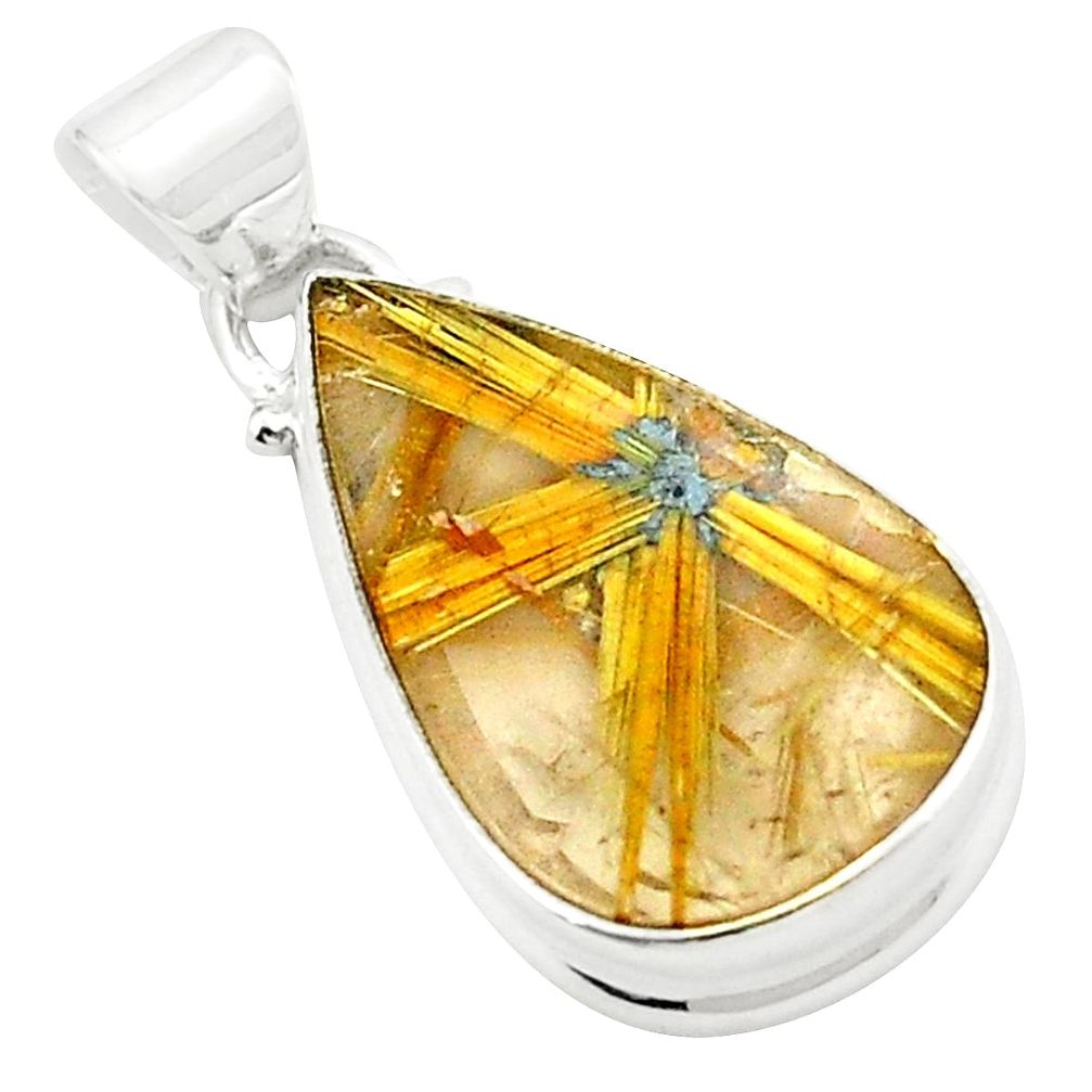 Natural halfstars cabs golden rutile 925 sterling silver pendant jewelry m33879