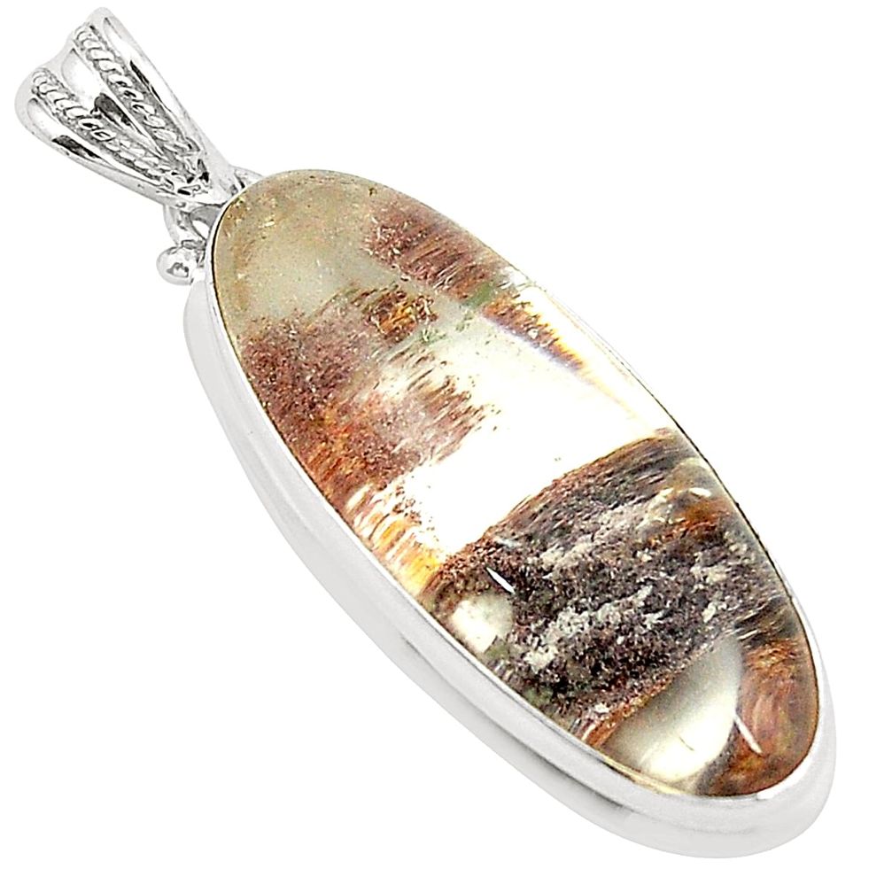 Natural brown scenic lodolite 925 sterling silver pendant jewelry m33969