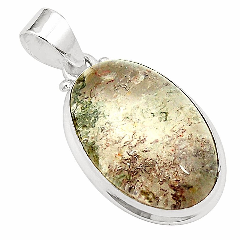Natural brown scenic lodolite 925 sterling silver pendant jewelry m33978
