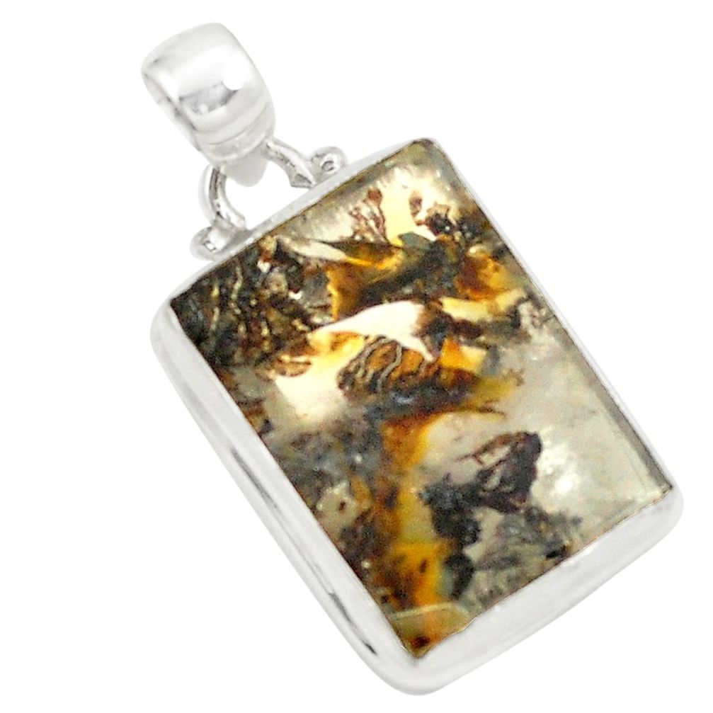 Natural brown scenic lodolite 925 sterling silver pendant jewelry m34047