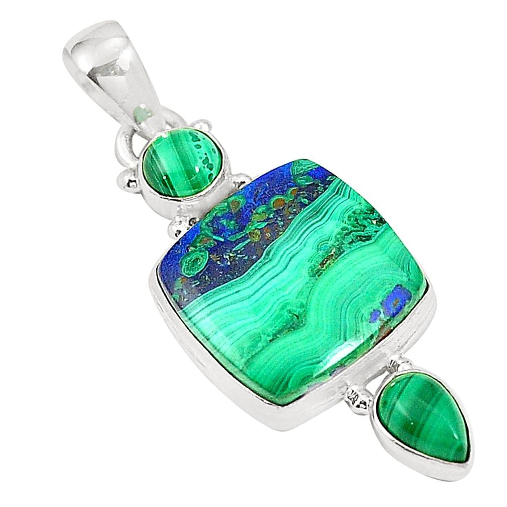 925 sterling silver natural green azurite malachite malachite pendant m34652