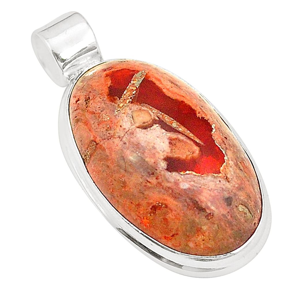 Natural multi color mexican fire opal 925 sterling silver pendant m34921