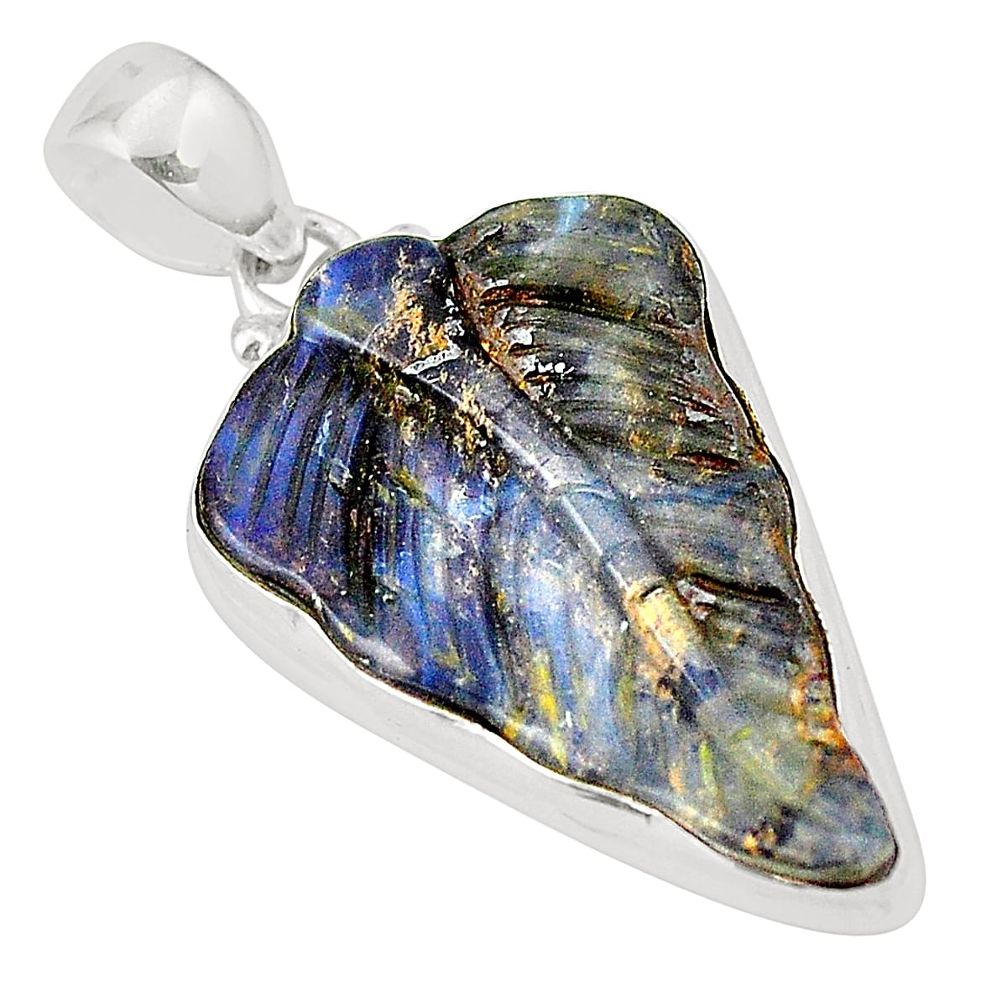 925 sterling silver natural brown boulder opal carving pendant jewelry m37939