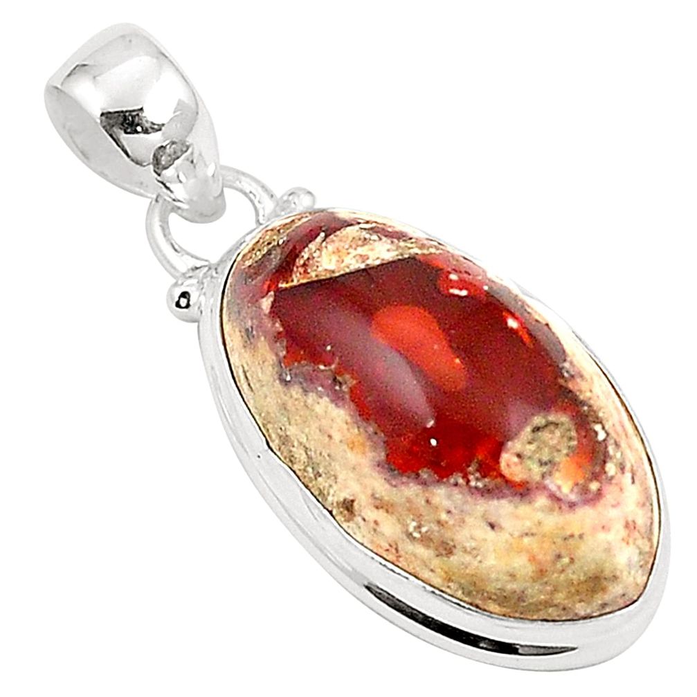 Natural multi color mexican fire opal 925 sterling silver pendant m39512