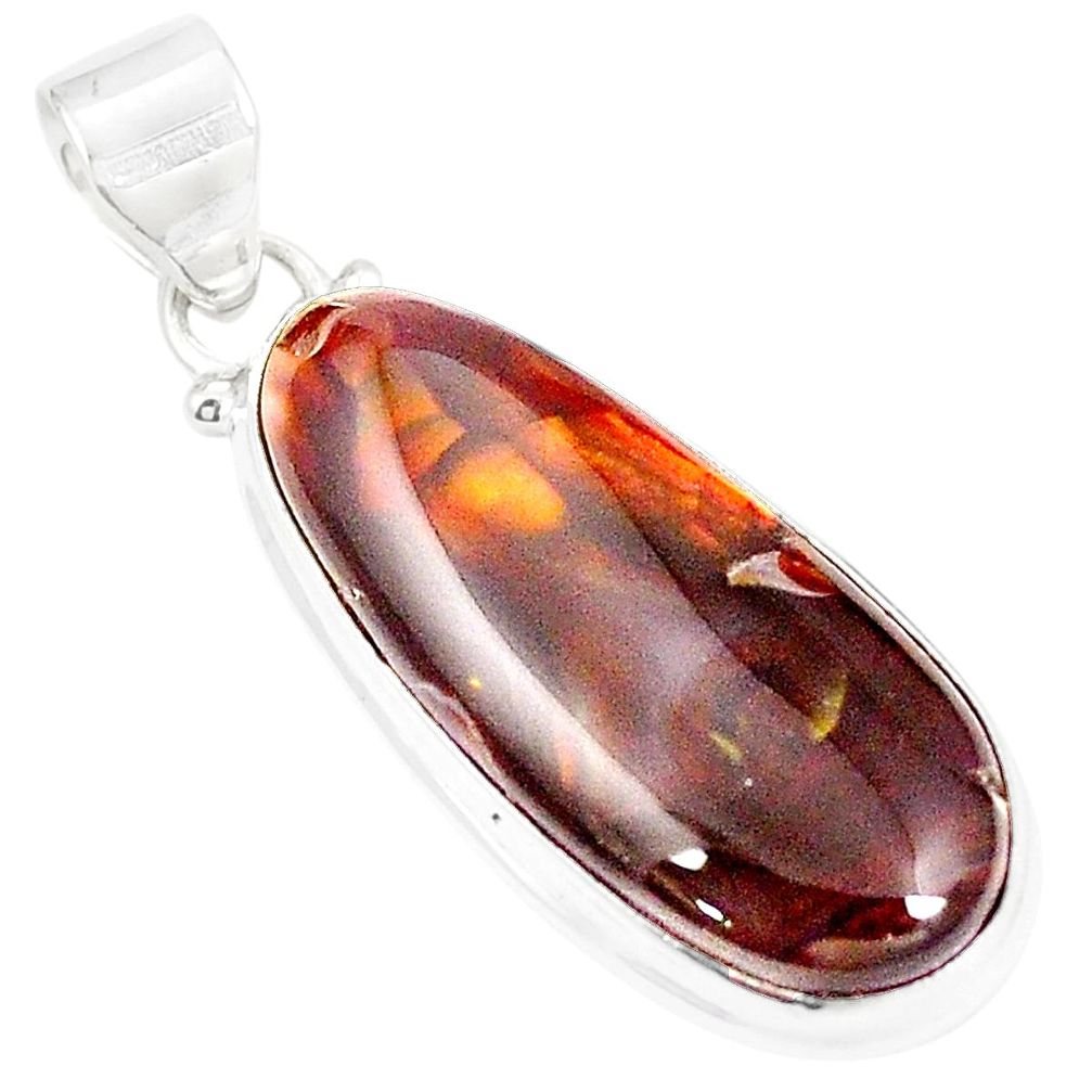 Natural multi color mexican fire agate 925 silver pendant jewelry m39532