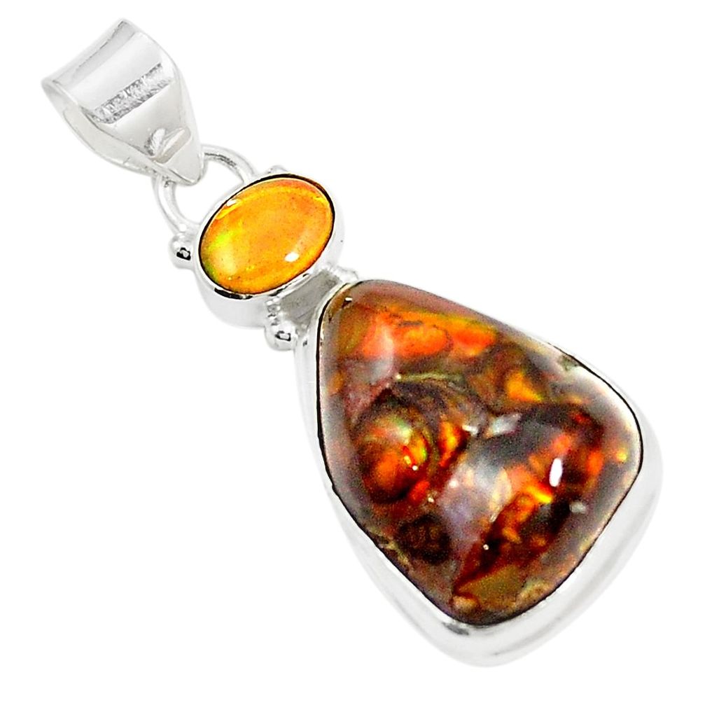 Natural multi color mexican fire agate 925 silver pendant jewelry m39533