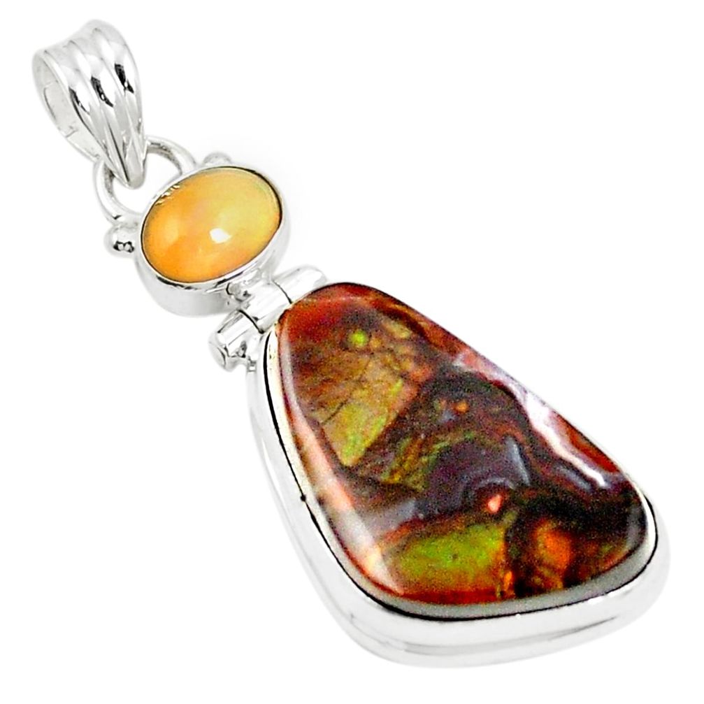 925 silver natural multi color mexican fire agate pendant jewelry m39539