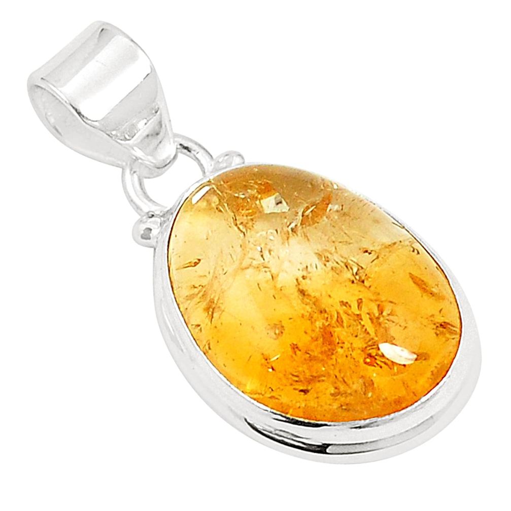 Natural yellow citrine 925 sterling silver pendant jewelry m39587