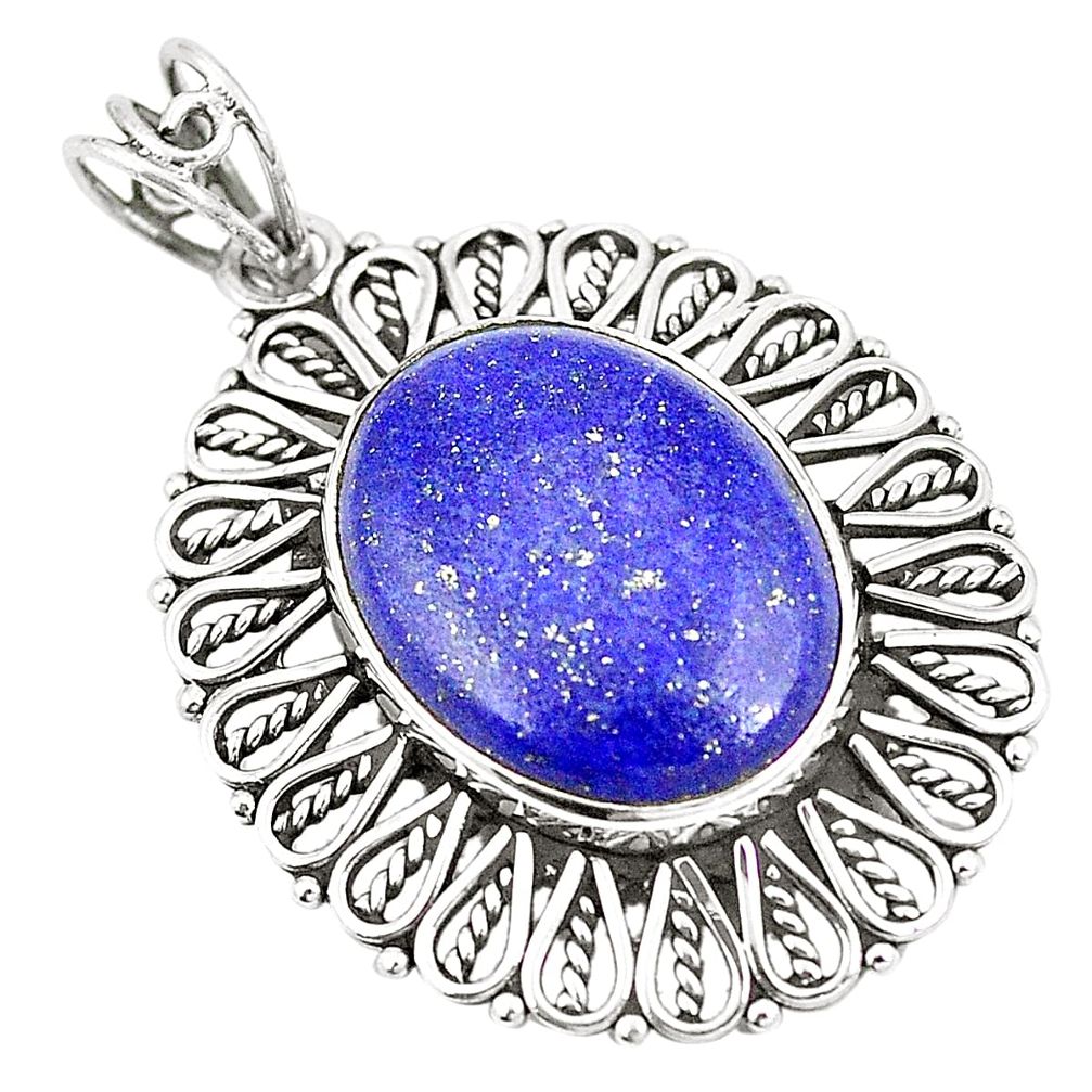 Natural blue lapis lazuli 925 sterling silver pendant jewelry m39876