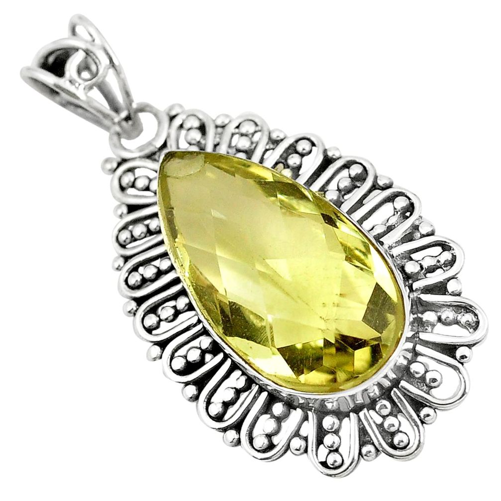 Natural lemon topaz pear 925 sterling silver pendant jewelry m39892