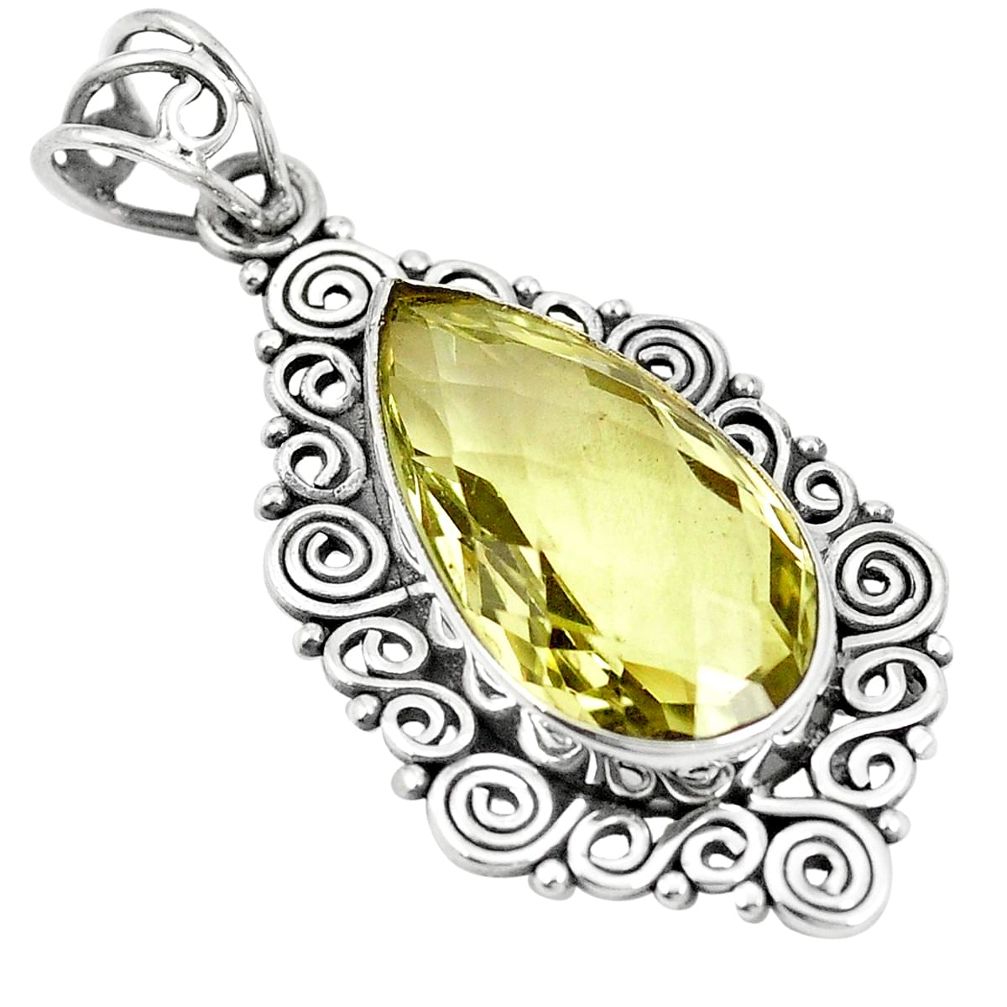 Natural lemon topaz pear 925 sterling silver pendant jewelry m39895