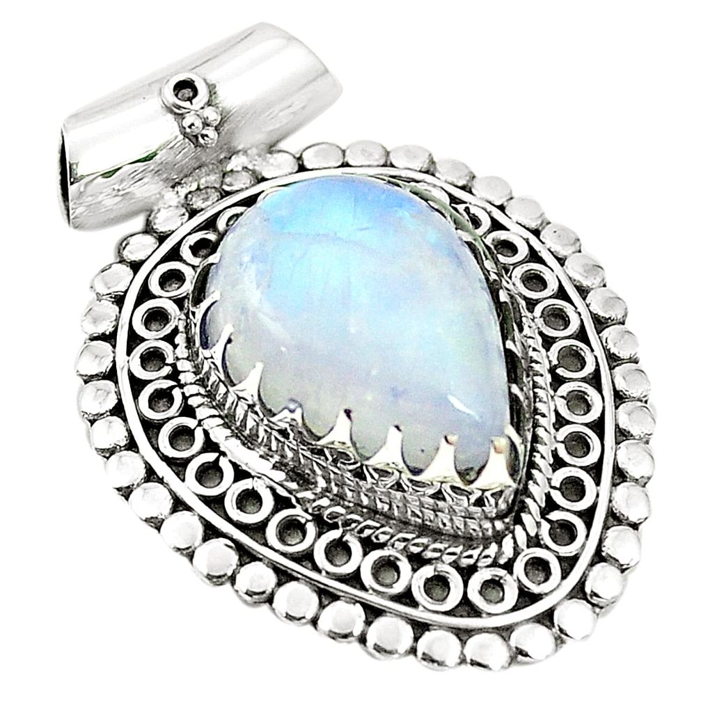 925 sterling silver natural rainbow moonstone pear pendant jewelry m40114